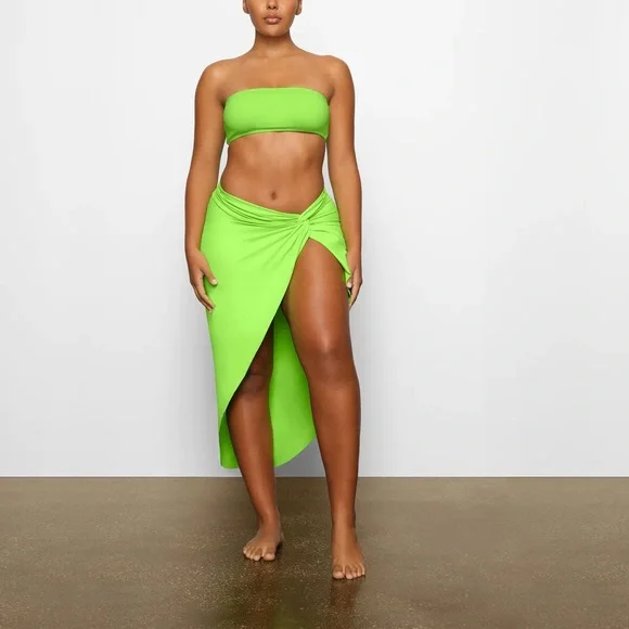 Skims | Sarong Skirt | Neon Green - Picture 2 of 6